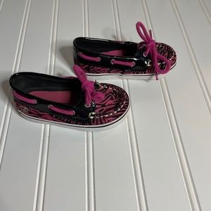 Sperry Top Sider Black & Pink Shimmer Zebra Print
